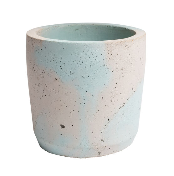Concrete blue grey marble pot